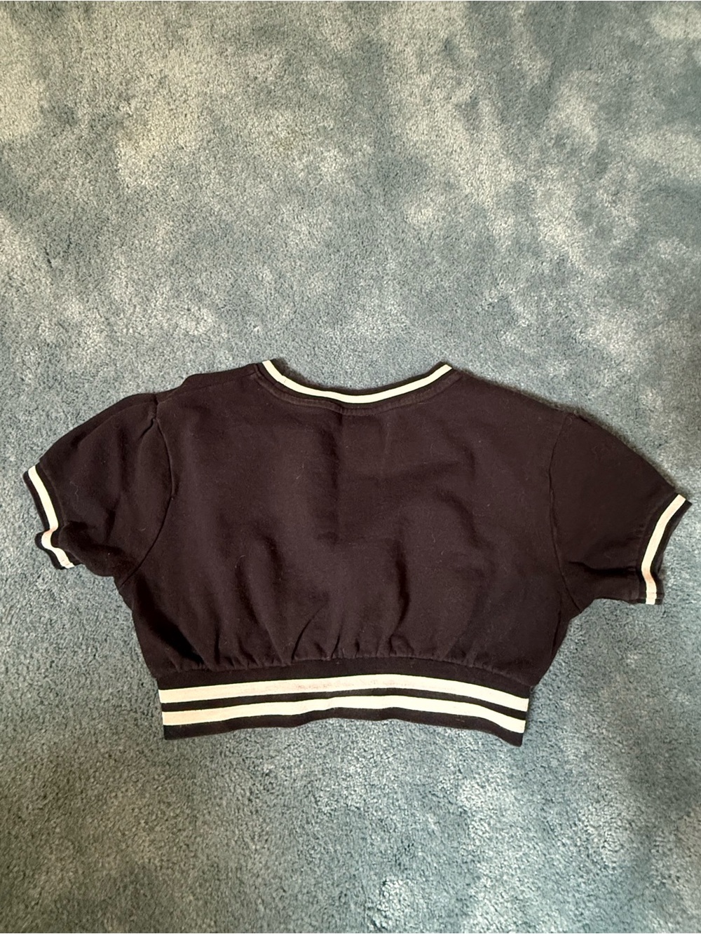 Champion Black Cropped Ringer Tee with White Trim - Picture 3 of 3